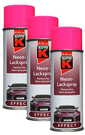 3X KWASNY 233 091 Auto-K Effect Neon-Lackspray Pink Fluoreszierend 400ml