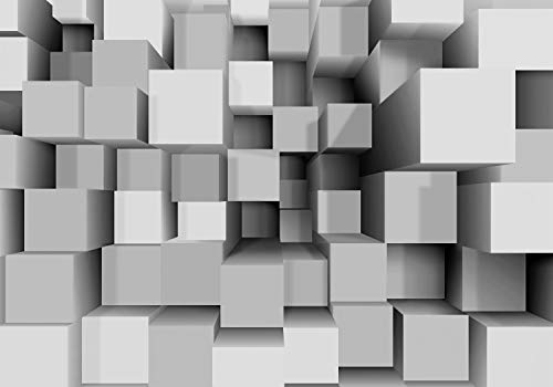 decomonkey Fototapete selbstklebend 3d Effekt 294x210 cm XL Selbstklebende Tapeten Wand Fototapeten Tapete Wandtapete klebend Klebefolie Modern Geometrisch grau