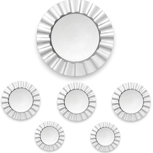 6 sottopiatti Argento in plastica Rigida Tondo 33 cm Bordo Ondulato cenone sotto Piatto