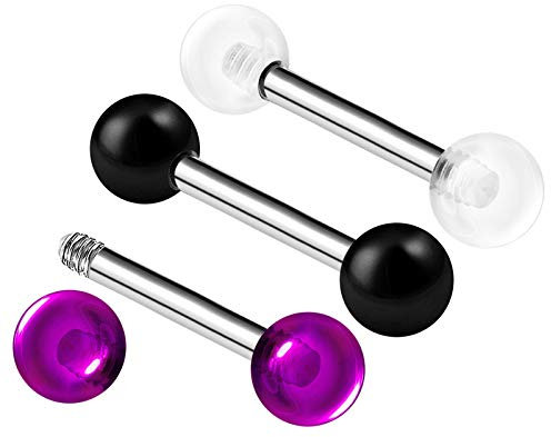 KJM FASHION 3 STK Chirurgenstahl Ohrstecker Hantel 1,6 mm 14g 8mm 5/16 4mm Acryl Kugel Eyebrow Daith Rook Helix Ohrringe Tragus Piercing Schmuck 3316