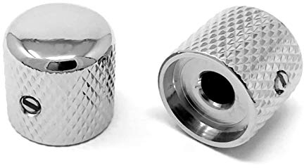 Chrome Metal Dome Knobs for Fender Telecaster Guitar & Precision P-Bass (Set of 2) 1/4 Solid Shaft by VINTAGE FORGE | DK50US-CHR