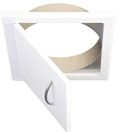 Wäscheschacht Türe in MDF-weiß - Anschluß eckig od. rund für Wäscheabwurf od. Wäscherutsche (Anschluß rund, Durchmesser für 300mm Rohr)