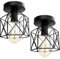 Vintage Ceiling Lights Flush Mount Pendant Light Fixture Metal Cage Basket Hallway Ceiling Lamps for Kitchen Bedroom Living Room(No Bulbs) (2)