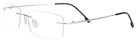 Lesebrille Randlos +2.0 für Damen Herren Ultraleicht Rahmen mit Brillenetuis, Silber +2.0 (55-59 Jahre)