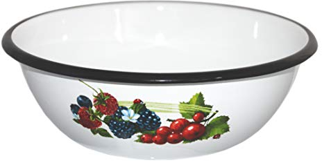 rukauf. Cuenco esmaltado Redondo de 1,5 litros, Aprox. 20 cm de diámetro/vajilla Retro nostálgica