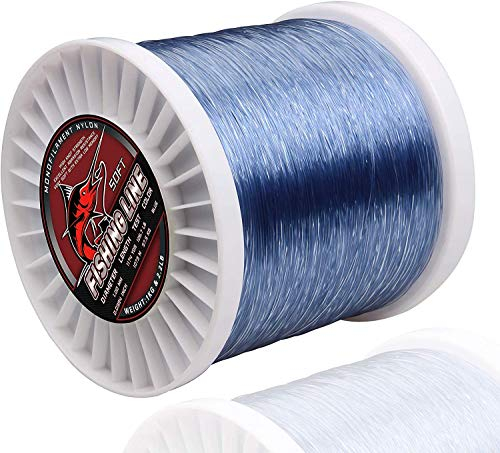 Monofile Angelschnur 6,4 kg - 57,6 kg Mono-Angelschnur mit niedrigem Speicher Hohe Zugfestigkeit Big Game Nylon Angelschnur für Salzwasser Süßwasser Transparent Blau…