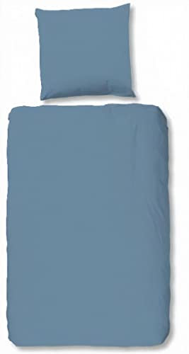 Hip Mako Satin Bettwäsche 2 teilig Bettbezug 135 x 200 cm Kopfkissenbezug 80 x 80 cm Uni 0280.20.08 Ice Blue