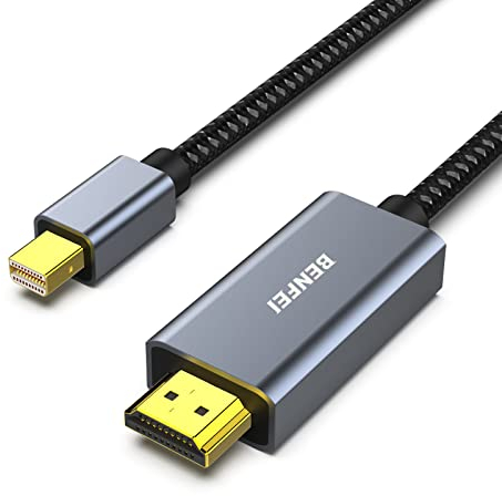 BENFEI Mini DisplayPort auf HDMI Kabel 1,8m, Mini DP auf HDMI Nylonkabel & Aluminiumschale Kabel, kompatibel mit MacBook Air/Pro, Microsoft Surface Pro/Dock, Monitor, Projektor