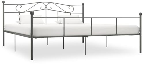 vidaXL Bettgestell Bett Metallbett Schlafzimmerbett Doppelbett Bettrahmen Schlafzimmermöbel Ehebett Lattenrost Grau Metall 180x200cm