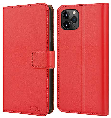 HOOMIL MagFlip Serie Handyhülle für iPhone 11 Pro Hülle, [Nr. 1 Handwerk] Premium Leder Flip Case Schutzhülle Kompatibel mit iPhone 11 Pro Tasche - Rot