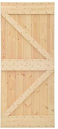 Tidyard Porte coulissante en bois de pin 80 x 210 cm, set porte pivotante avec kit rail