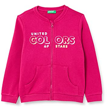 United Colors of Benetton Giacca M/L 3J70C5978 Maglione Cardigan, Fucsia 04L, 68 Bambina
