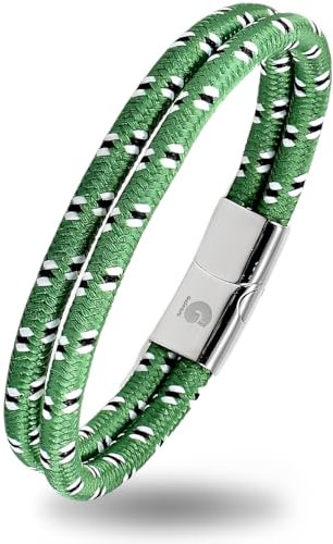 Galeara design Bracciale Corda - Braccialetto Nautico - Magnetico Noa Marina (Noa Verde - Bianco, 215)