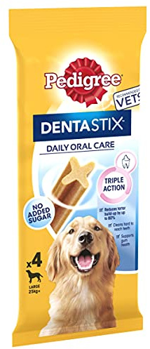 Pedigree Dentastix - Daily Dental Care Chews, Large Dog Treats + 25 kg, 1 Bag (4 Sticks)