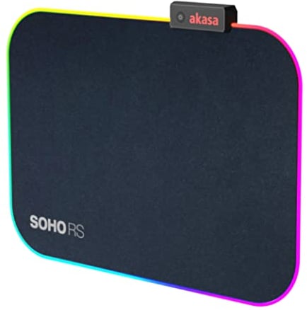Akasa SOHO RS High Precision RGB Mouse Pad | Gaming Mouse Mat with 9 RGB Modes | Water-Resistant Mousepad | Anti-Slip Base | USB Powered | 350X250X4 mm | For PC, Laptop, Computer | AK-MPD-06RB