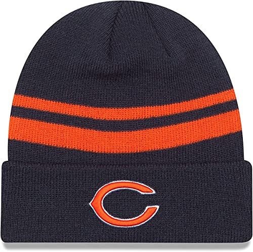 New Era Offizielle NFL Strickmütze für Erwachsene, klassisch, gestreift, für kaltes Wetter, Chicago Bears, Einheitsgr��e