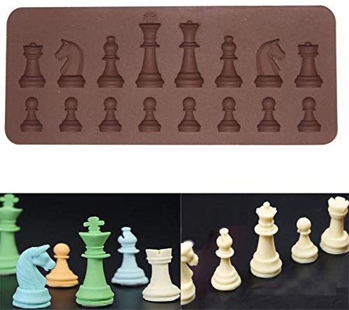 WEITING Silicone Chocolate Mould International Chess Moulds Chocolate Cake Jelly Ice Fondant Mould Baking for Candy Topper Decoration, 16 Cavity Silicone Chocolate Mould Praline Moulds Chess