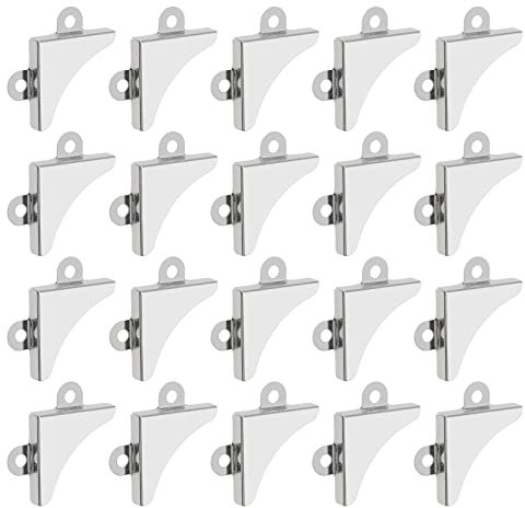 ECSiNG 20 Stück Bilderrahmen Schutzecken Ersatz Spiegel Bild Eckbefestigungen Metall L-förmige Eckstreben Silber 30,3 x 5,5 mm