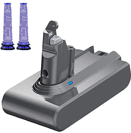 【2024 Aufgerüstet】 6000mAh V6 Ersatzakku für Dyson V6 Akku DC62 DC58 DC59 DC61 Animal DC72 DC74 SV03 SV05 SV06 SV07 SV09 Handstaubsauger + 2Pcs Filters