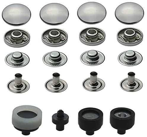 Lot de 50 boutons-pression à ressort S 10 mm, avec outil ISTA TOOLS assorti, compatibles avec pince Prym Vario, boutons en métal inoxydable, fermeture à ressort S
