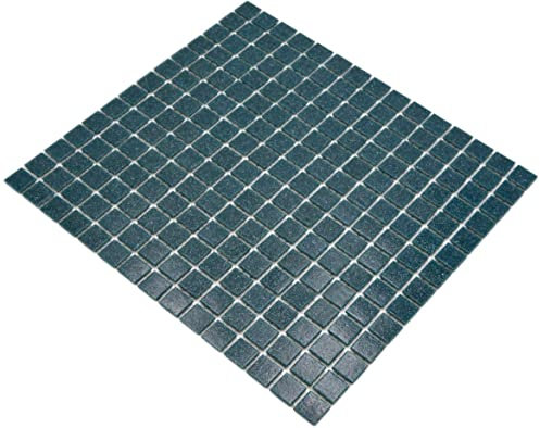 Mosaik dunkel petrol Poolfliesen Poolmosaik Fliesen Glas glänzend Quadrat Wand Boden Küche Bad Dusche
