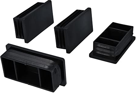 GLEITGUT 4 x Lamellenstopfen rechteckig Endkappen für Vierkantrohr Stuhlstopfen schwarz Rohrstopfen (80 x 40 mm)