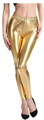 Women's Stretchy Faux Leather Leggings Pants, Sexy Black High Waisted Tights Comfy Work Pants