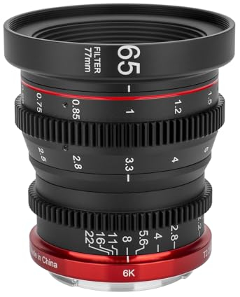 Meike Objetivo de 65 mm T2.2 manual Focus gran angular Mini Cinema APS-C Mini Prime Cine Objetivo para Canon RF-Mount EOS R RP R7 R10 C70 Komodo cámaras