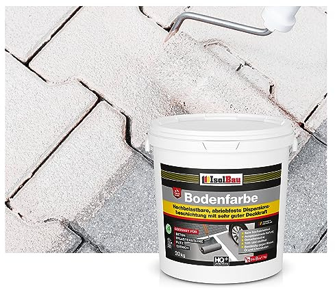 Isolbau Bodenfarbe - 20 kg - Boden- und Betonfarbe für Keller, Garage, Werkstatt - Wasserfeste Bodenbeschichtung für innen & außen - Weiss (RAL)