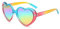 WDZAYXC Polarisierte übergroße Herz Retro Sonnenbrille Nette Brille,UV400 Schutz(Rot Blau/Regenbogen)
