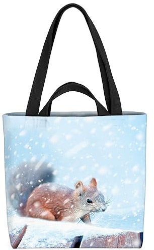 VOID Eichhörnchen Schnee Winter Nagetier Tasche 33x33x14cm,15l Einkaufs-Beutel Shopper Einkaufs-Tasche Bag