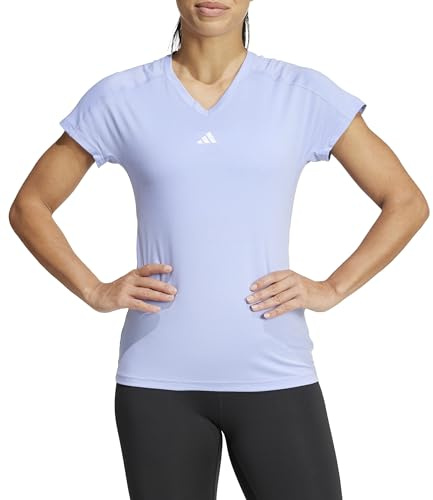adidas Damen AEROREADY Train Essentials Minimal Branding V-Neck Tee, Blue Spark, XS
