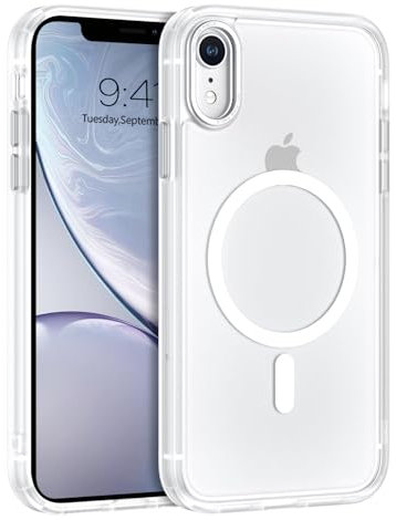 GUAGUA Magnetic for iPhone XR Phone Cases, iPhone XR Case [Compatible with MagSafe] [Military Grade Protection] Translucent Matte Back Slim Shockproof Anti-Scratch Phone Cover 6.1-Inch, Frosted White