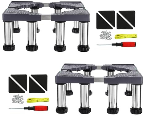 PATIKIL Soporte para Mini Nevera, Base de Soporte para Lavadora de 8 Patas Fuertes, Base Multifuncional Ajustable con Bandeja Antivibración, Altura de 7.5-8.6, Paquete de 2