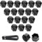 QEEROYO 19 mm Mutternabdeckungen, Set mit 20 Sechskant-Reifen Muttern-Abdeckungen, Radmutter Kappe Universal, Radmutterkappen 19mm, Universal Reifen Mutter, Radbolzen Kappen, Rad Mutter Cap, Schwarz