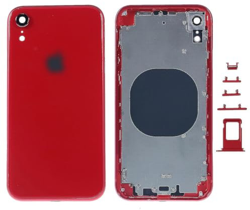 Globalstock Chassis Arriere en Vitre pour IPhone XR + Coque + Tiroir SIM Compatible Nu Noir/Blanc/Rouge/Bleu/Orange | Back Cover + Frame (Rouge)