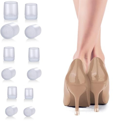 6 Paia di protezioni per suola in gomma trasparente,Proteggi Tacchi, Proteggi Tacco,Tacchi alti riparazione inserti ricambio punte guardia scarpe da donna stivali(XXS,XS,S,M,L)