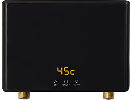 5500W Durchlauferhitzer Mini Warmwasserbereiter unter der Spüle, 220V Thermostat-Waschheizsystem mit Fernbedienung und Touchscreen-Display für Küche und Bad (Schwarzes Gehäuse,Schwarzer Bildschirm)