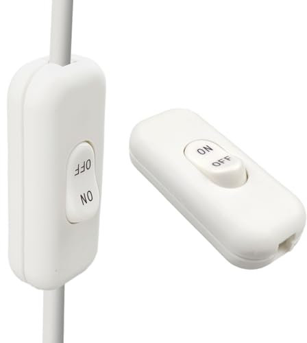 Schnurschalter, Schnurschalter 2 Polig, Kabelschalter, Zwischenschalter(6A 250V), Geeignet für alle Arten von elektrischen Lampen, Tischlampen(2Stück weiß）