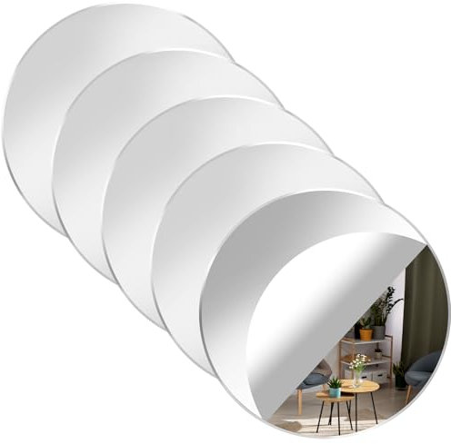 Aeaocvo 5 Stück Selbstklebender Spiegel, 10 cm Rund, Acryl zum Kleben, Dekorative Wandspiegel für Badezimmer, Wohnzimmer, Schlafzimmer, Schrank