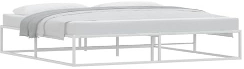 vidaXL Bettgestell ohne Matratze Weiß 200x200 cm Metall, Bettrahmen, Schlafzimmermöbel, Bett mit Lattenrost, Schlafzimmerbett, Bett, Doppelbett