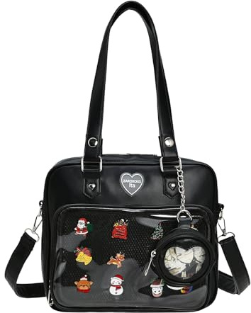 ZAROXOXS Ita Bag Crossbody Handtaschen Kawaii Schultertaschen Quadrat mit Einsatz Anime Pins Display Rucksack