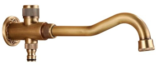 SXWYLZ Grifos Cocina Fregadero Pared Antiguo Grifo de Cocina de Pared Grifo para Fregadero Monomando Grifo para Fregadero Giratorio A 360° Grifo Lavadero,Bronce