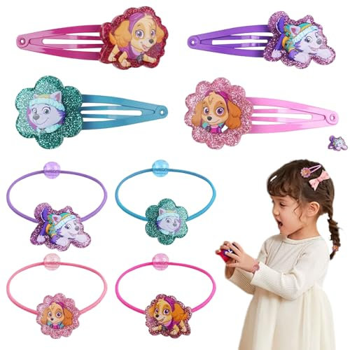 Haarschmuck Mädchen, Haarschmuck Kinder, 4pcs Haarnadel+4pcs Elastischer Haargummi, Perfekt als Weihnachts- und Geburtstagsgeschenk für kleine Mädchen