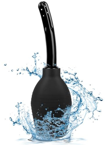 AOGOE 310 ml Enemas Bulbo para Hombre y Mujere, Ducha Vaginal de Silicona, Pera Lavativa para Limpieza de Colon, Reusable Limpiador Anal, Limpieza de Ducha de Silicona, Limpieza Recta (Negro)