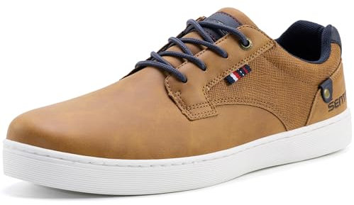 Pyrathon Sneakers Herren Schuhe Business Leichte Oxford Freizeitschuhe 41-46EU(46EU,Braun)