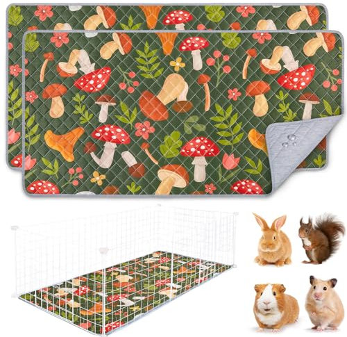 BeBeJoJo 2 Pack Wiederverwendbare Unterlage für Meerschweinchen,Waschbar,Kleintier Matten für Kaninchen,Hamster,Brown,120x60CM