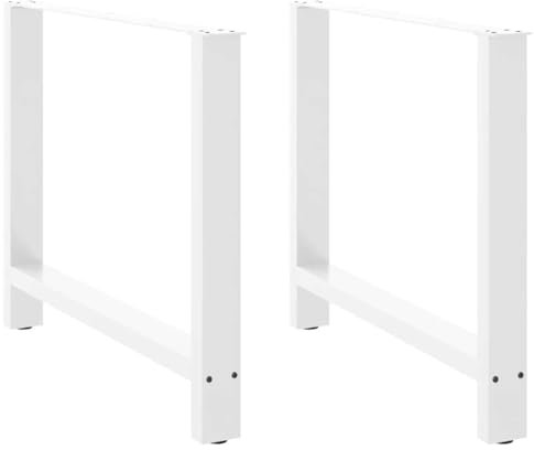 Lauuoeriau Lot de 2 pieds de table basse en acier Blanc 90 x 72-73 cm
