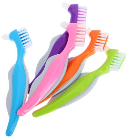 HAPINARY Zahnbürste Für Zahnprothesen Mit Tiefenreinigungs-pick Doppelseitiger Greifer Kompaktes Reise-set Weiche Borsten Zubehör