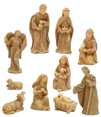 YARNOW 1 Satz Krippenstatue Figur Geburt Plüsch Weihnachtsschmuck Miniatur Weihnachtsbaumdeko Tannenbaum Dekoration Jesus-skulpturen-Set Szenenhintergrund Kleine Jesus-Ornamente Harz 10st